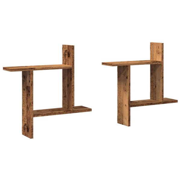vidaXL væghylder 2 stk. 50x12x50 cm konstrueret træ grå