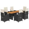 vidaXL spisebordssæt til haven 7 dele med hynder polyrattan beige
