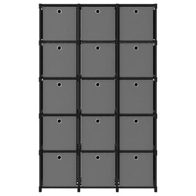 vidaXL reol med 15 rum og kasser 103x30x175,5 cm stof sort