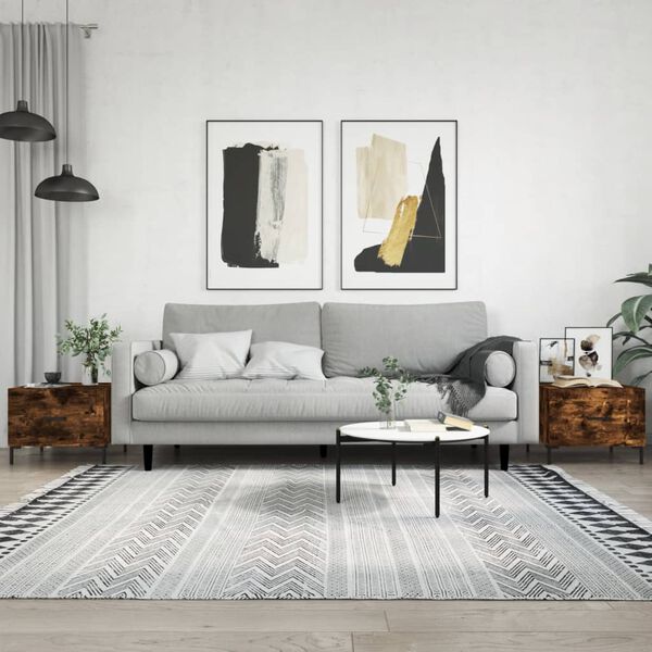 vidaXL sofaborde 2 stk. 50x50x40 cm konstrueret træ røget egetræsfarve