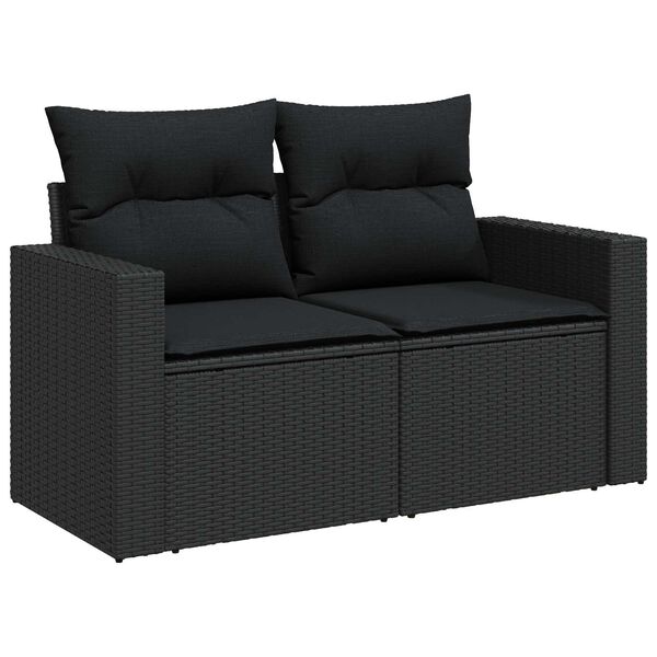 vidaXL Havesofa S&aelig;t 9 pcs Sort polyrattan