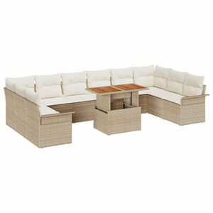 vidaXL Havesofa S&aelig;t med pude 11 pcs Beige og creme polyrattan