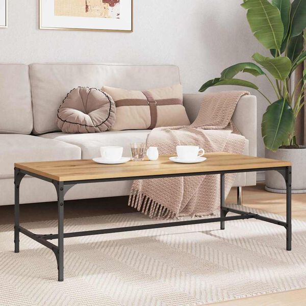 vidaXL Sofabord Artisan Egetr&aelig; 100 x 50 x 35 cm Konstrueret tr&aelig;