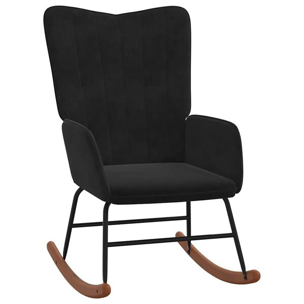 vidaXL gyngestol med fodskammel fl&oslash;jl sort