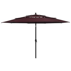 vidaXL parasol med aluminiumsstang 3 niveauer 3,5 m bordeauxr&oslash;d