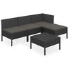 vidaXL lounges&aelig;t til haven 5 dele med hynder polyrattan sort
