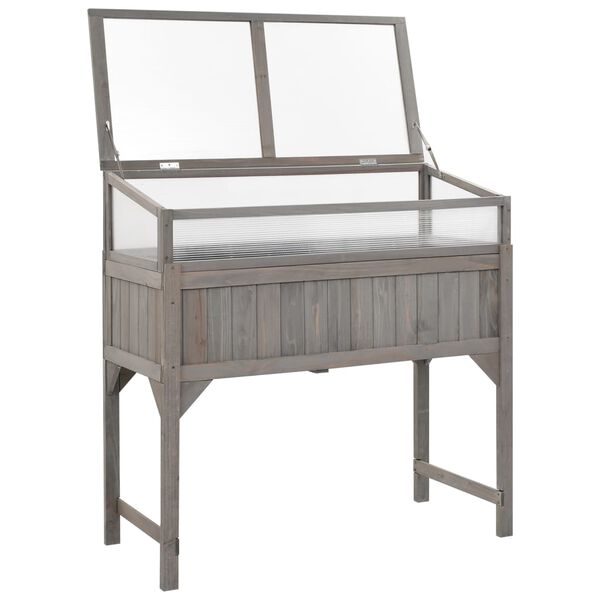 vidaXL højbed med drivhus 110x54x120 cm massivt grantræ