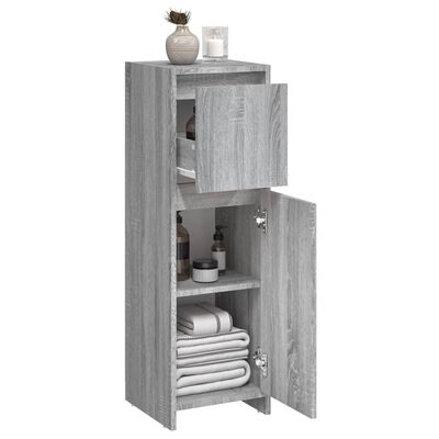 vidaXL badeværelsesskab 30x30x95 cm konstrueret træ grå sonoma-eg