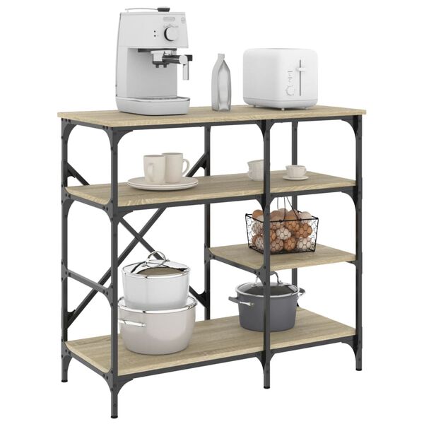 vidaXL køkkenreol 90x40x84 cm konstrueret træ og metal sonoma-eg