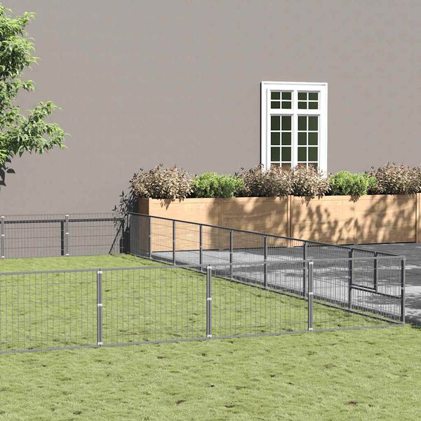 vidaXL hundel&oslash;beg&aring;rd 72 m&sup2; st&aring;l s&oslash;lvfarvet