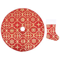 vidaXL luksuriøs skjuler til juletræsfod med julesok 90 cm stof rød