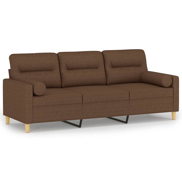 vidaXL 3-personers sofa med pyntepuder 180 cm stof brun