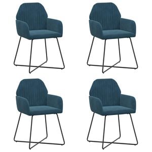 vidaXL Spisestole 4 stk. Fl&oslash;jl Bl&aring; 55 x 50 x 84 cm