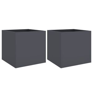 vidaXL plantekasser 2 stk. 49x47x46 cm st&aring;l antracitgr&aring;