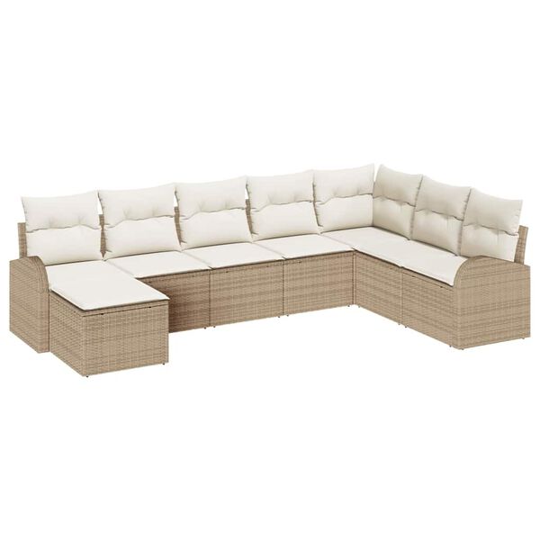 vidaXL Havesofa Sæt med pude 8 pcs Beige Poly Rattan