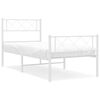 vidaXL sengeramme med sengegavl og fodg&aelig;rde 107x203 cm metal hvid