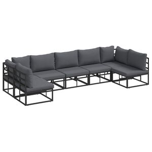 vidaXL Havesofa S&aelig;t med pude 7 pcs Sort Aluminium