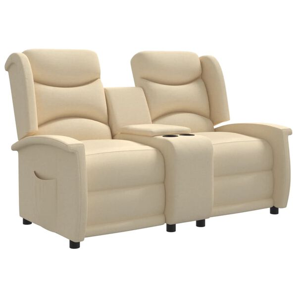 vidaXL 2-personers l&aelig;nestol med kopholdere stof cremefarvet