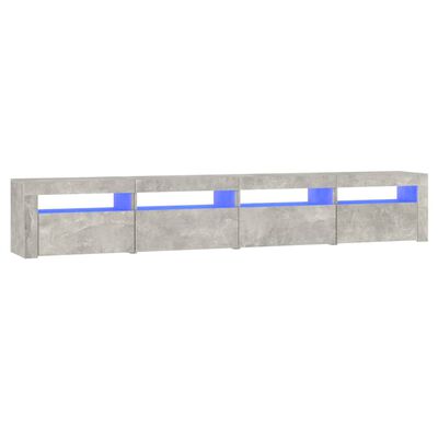 vidaXL sengebord med LED-lys 240x35x40 cm betongrå