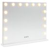 vidaXL LED Makeup Spejl Hvid 58 x 10 x 47 cm Glas og St&aring;l