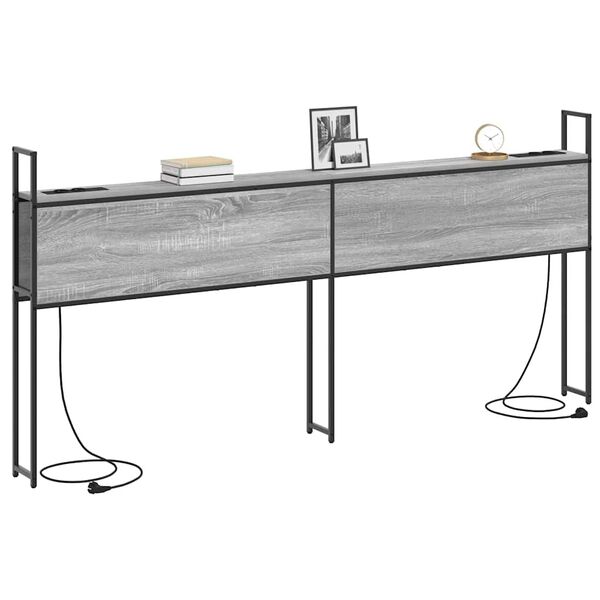 vidaXL Opbevaringshovedgavl med Opladningsstation Gr&aring; sonoma-eg