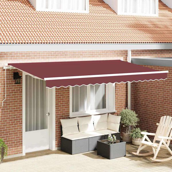 vidaXL Utrækkelig Markise Bordeaux 350 x 200 cm Polyester og Aluminium