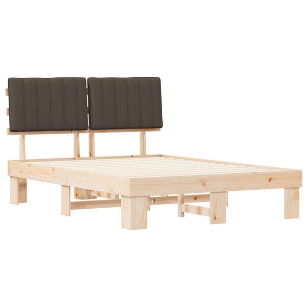 vidaXL Sengestel med Polstret Hovedgavl Gr&aring;brun 140 x 200 cm