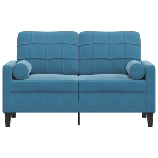 vidaXL 2-personers sofa med pyntepuder 120 cm velour blå