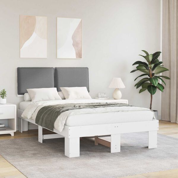 vidaXL Sengestel med Polstret Hovedgavl Lysegr&aring; 120 x 190 cm