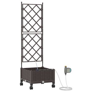 vidaXL Havekrukke med vanding og hjul Brun 40 x 40 x 132 cm PP