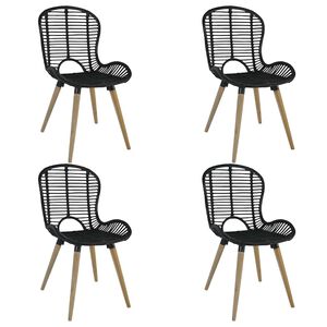 vidaXL spisebordsstole 4 stk. naturligt rattan sort