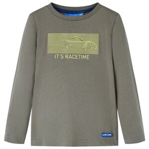 Lang&aelig;rmet T-shirt til b&oslash;rn str. 92 kakifarvet