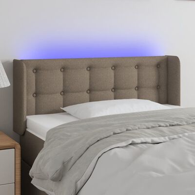 vidaXL sengegavl med LED-lys 83x16x78/88 cm stof gråbrun