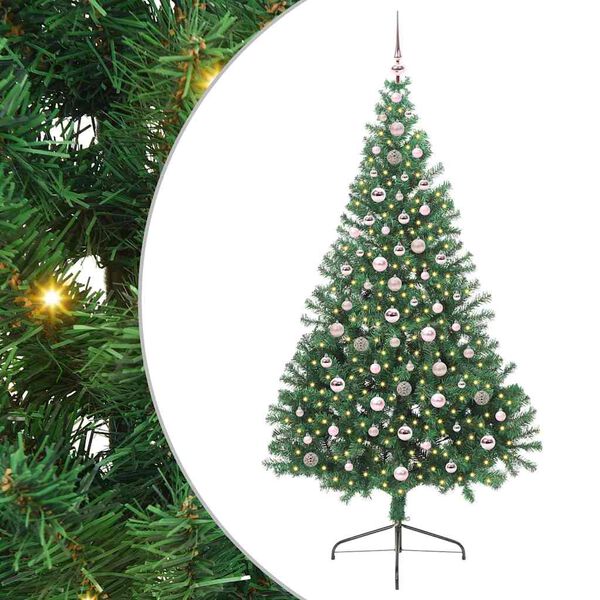vidaXL Kunstig Forbelyst Juletr&aelig; med 300 LED'er Gr&oslash;n 240 cm PVC