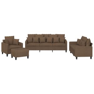 vidaXL sofas&aelig;t 4 dele med puder stof brun