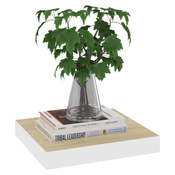 vidaXL væghylde 23x23,5x3,8 cm MDF egetræsfarvet og hvid