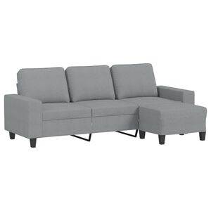 vidaXL 3-personers sofa med fodskammel 180 cm stof Lysegr&aring;