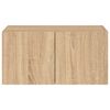 vidaXL væghængt tv-bord med LED-lys 60x35x31 cm sonoma-eg
