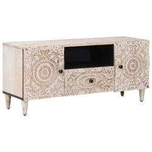vidaXL TV-skab Hvid 105 x 33,5 x 46 cm Massivt mangotr&aelig;