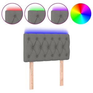 vidaXL sengegavl med LED-lys 80x7x78/88 cm stof m&oslash;rkegr&aring;