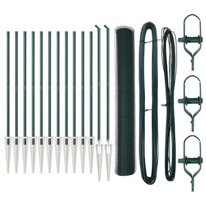 vidaXL Sekskantet hegn med stolpe 25 x 1,4 m PVC-belagt st&aring;l Gr&oslash;n Mesh
