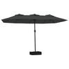 vidaXL parasol m. dobbelt parasoldug og LED-lys 449x265 cm antracitgr&aring;
