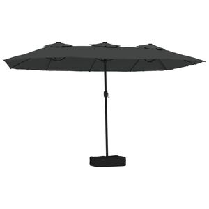 vidaXL parasol m. dobbelt parasoldug og LED-lys 449x265 cm antracitgr&aring;