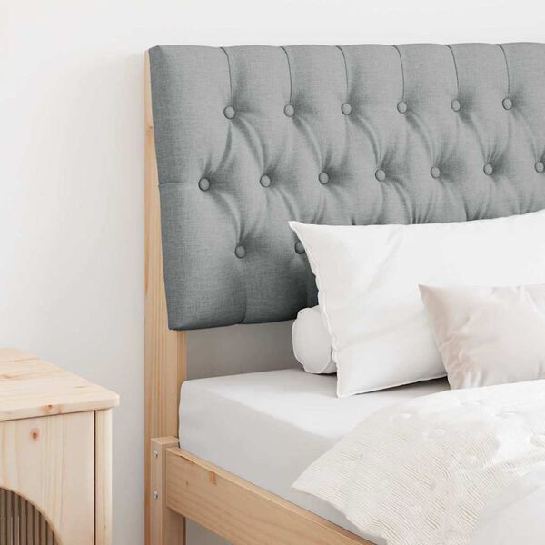 vidaXL Polstret sengegavl Lysegr&aring; 90 cm Massiv fyrretr&aelig;