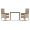 vidaXL spisebordss&aelig;t til haven 3 dele med hynder polyrattan beige