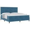 vidaXL Box spring seng med hovedg&aelig;rde M&oslash;rk bl&aring; 200 x 200 cm Fl&oslash;jl