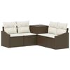 vidaXL Sofa S&aelig;t 5 stk. Brun og Creme Hvid Poly Rattan og St&aring;l