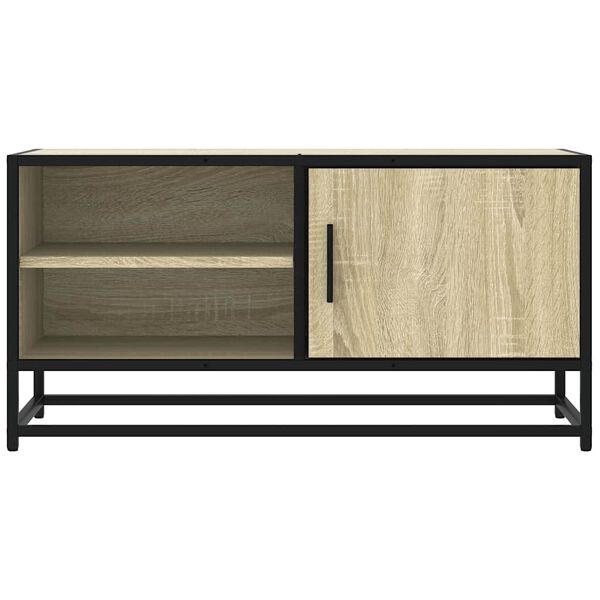 vidaXL tv-bord 80x34,5x40 cm konstrueret tr&aelig; og metal sonoma-eg