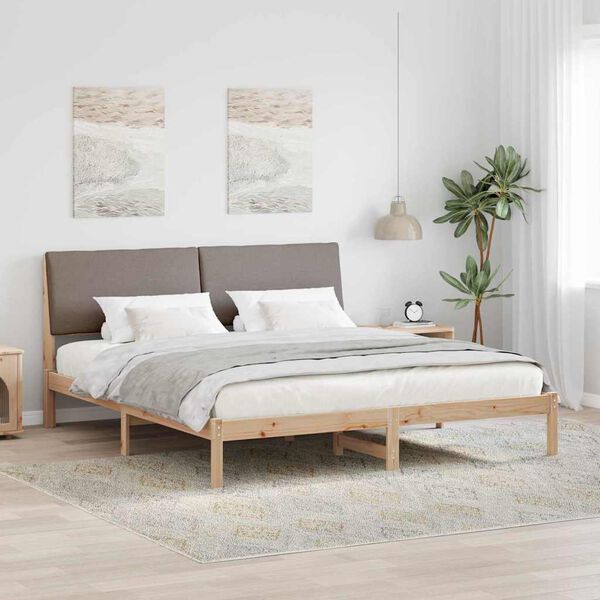 vidaXL Sengestel Brun og taupe 200 x 200 cm Massivt fyrretr&aelig;