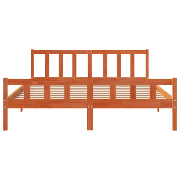 vidaXL sengeramme uden madras 160x200 cm massivt fyrretr&aelig; gyldenbrun